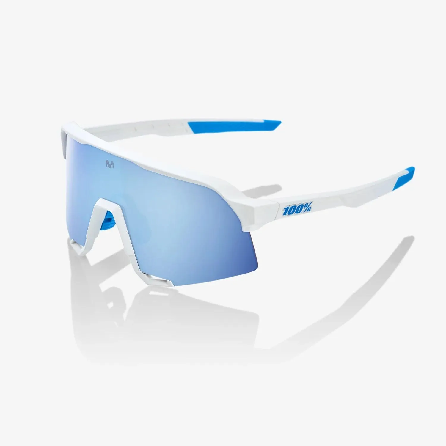 100 Percent Sunglasses - S3 - SE Movistar Team White - HiPER® Blue Multilayer Mirror Lens