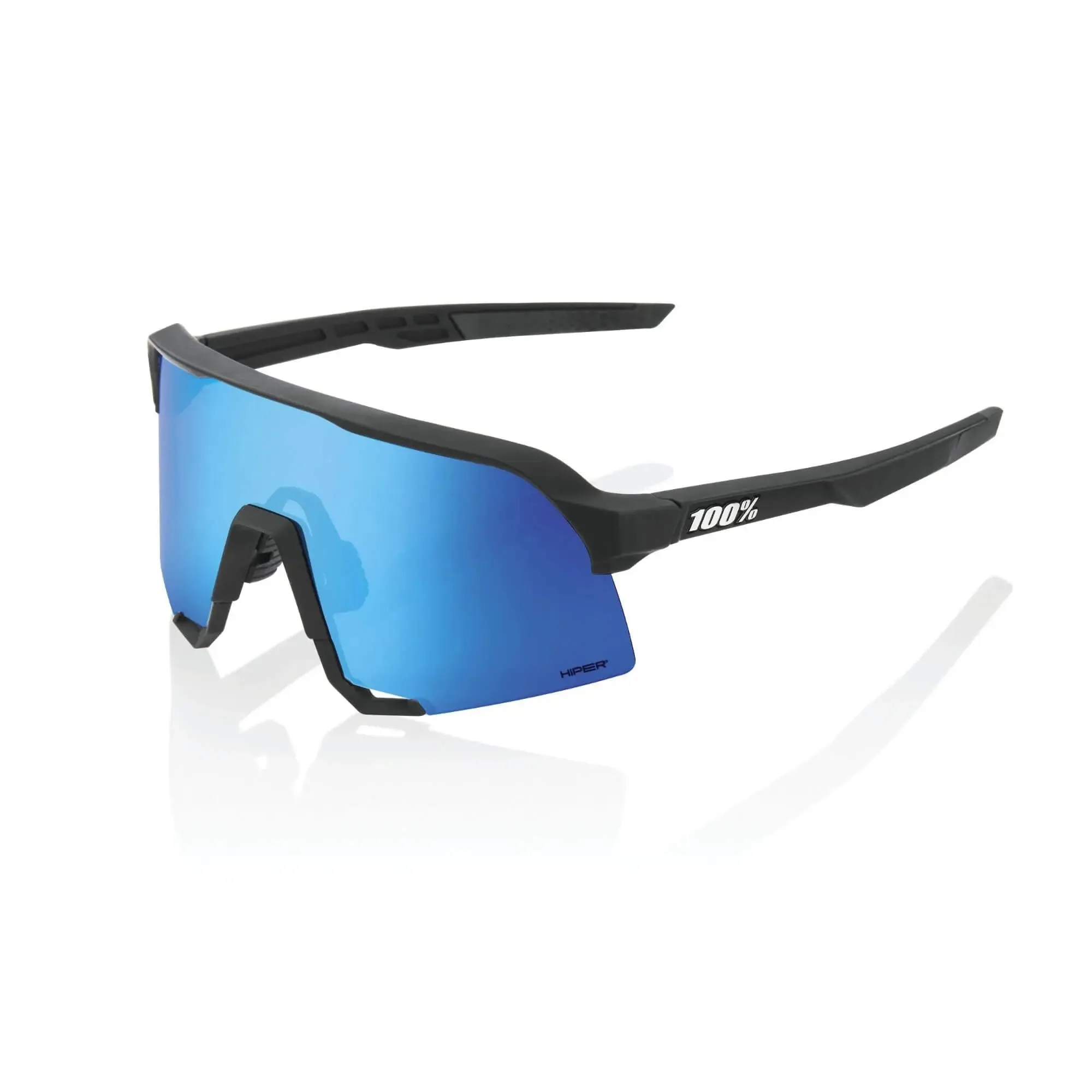 100% S3 Glasses Matt Black / HiPER Blue Multilayer Mirror Lens