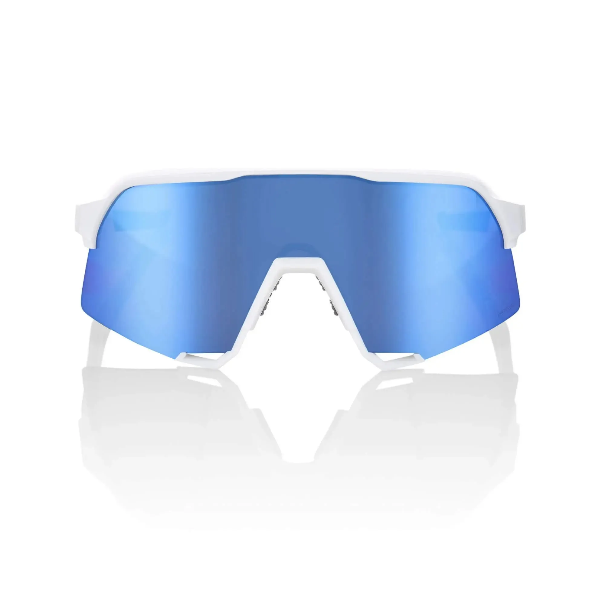100% S3 Glasses Matt White / HiPER Blue Multilayer Mirror Lens