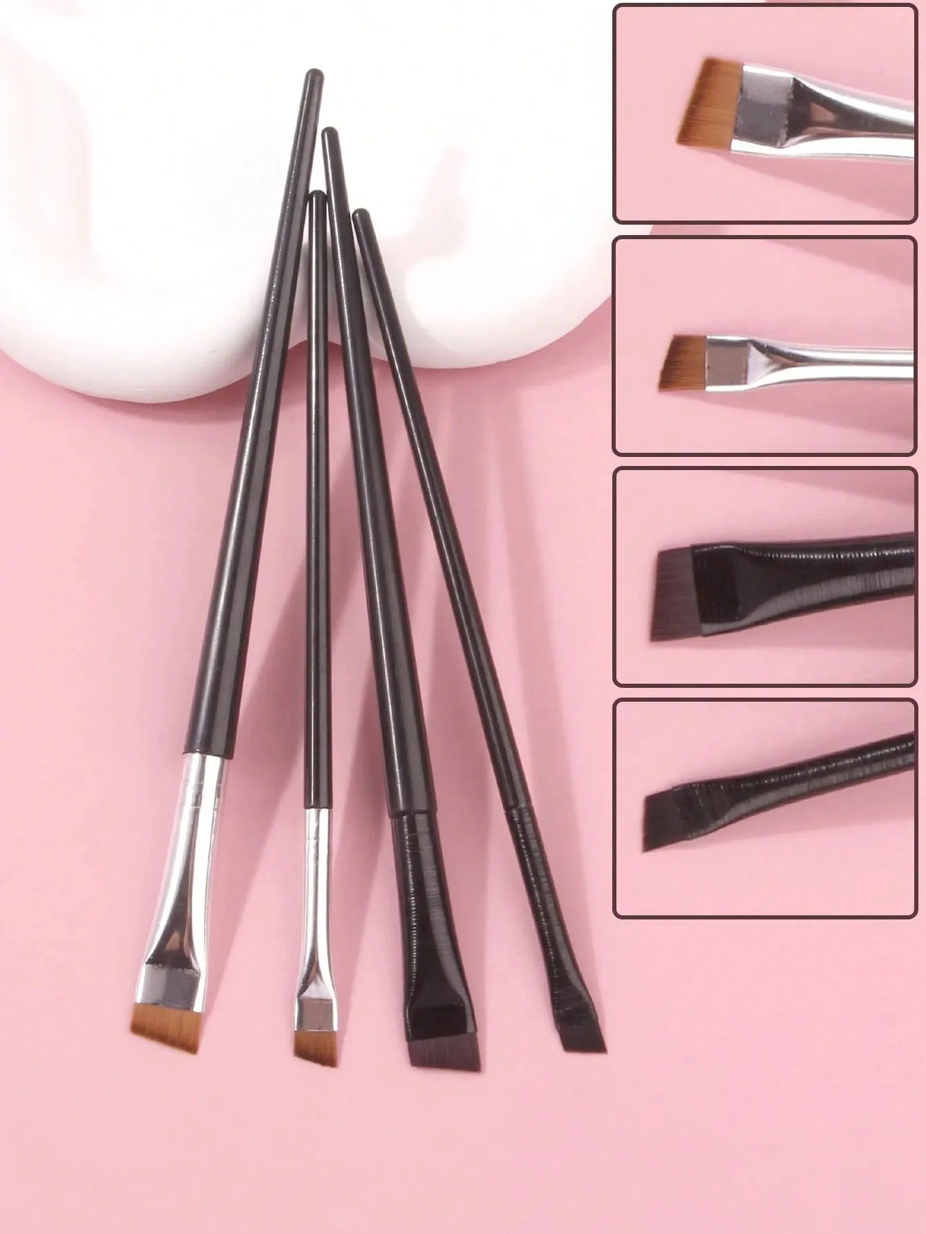 4pcs Upgraded Fine Eyebrow Pencil Brush, Ultra-Thin Angled Brow Shaping Makeup Brushes
