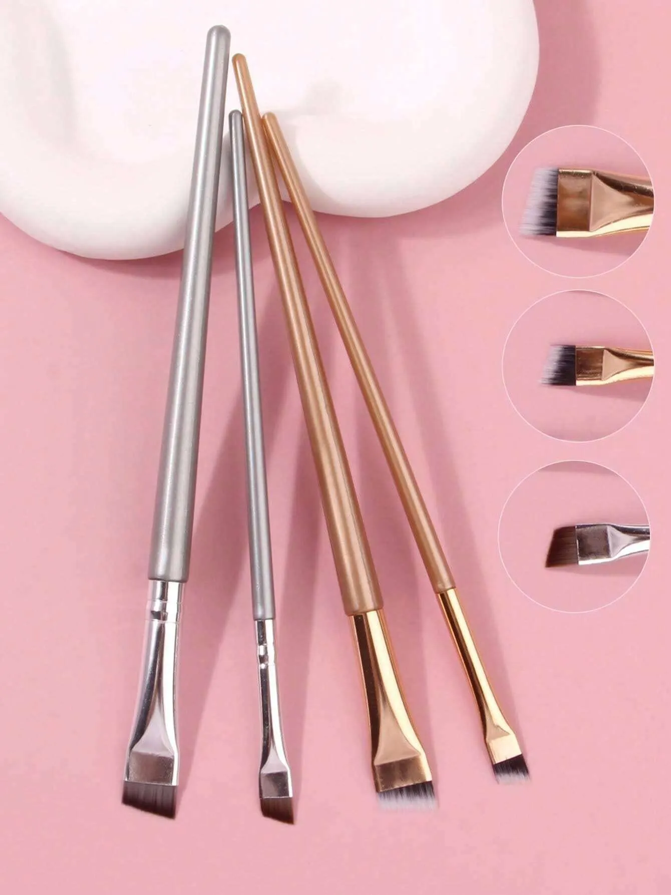 4pcs Upgraded Fine Eyebrow Pencil Brush, Ultra-Thin Angled Brow Shaping Makeup Brushes