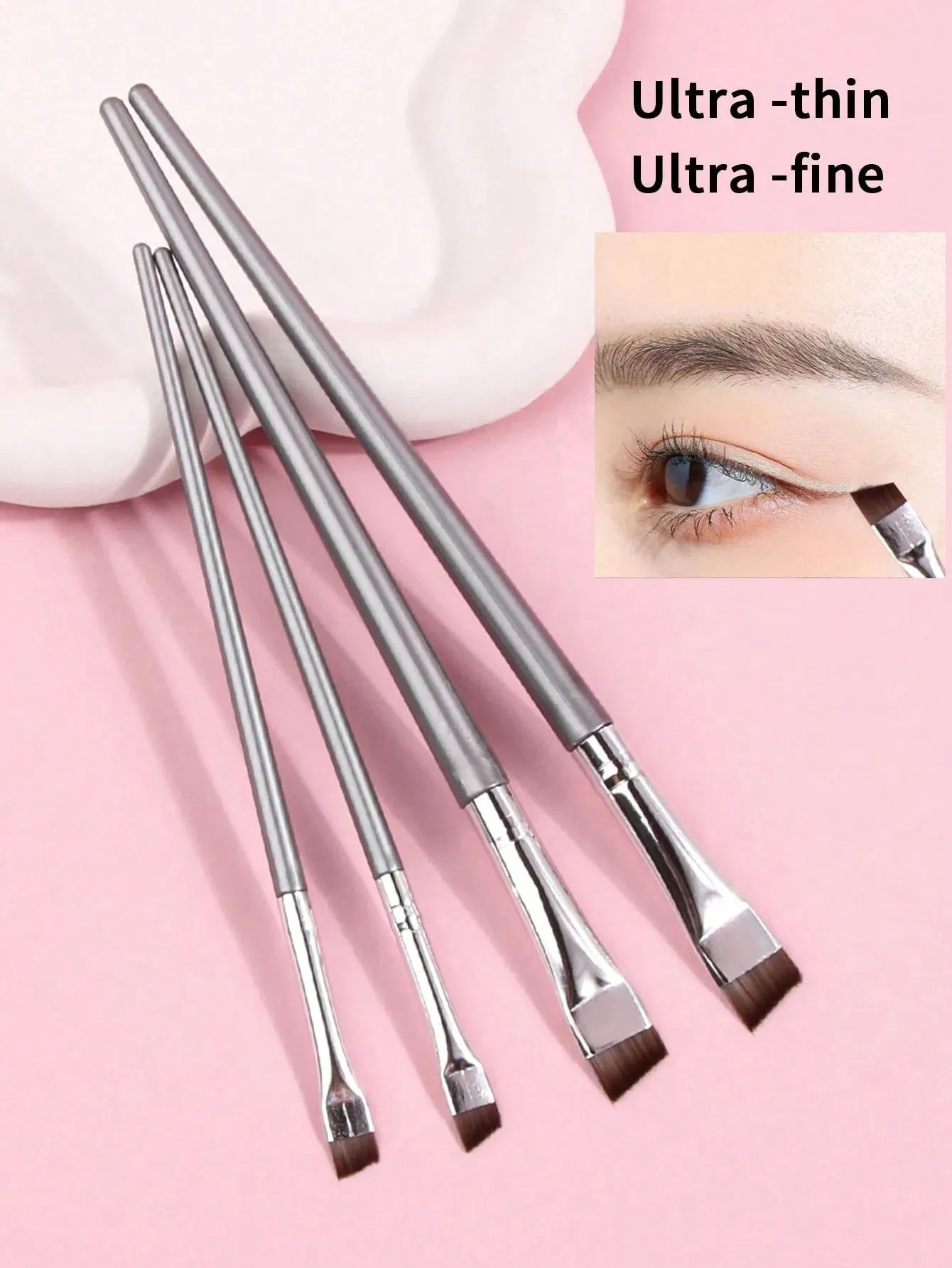 4pcs Upgraded Fine Eyebrow Pencil Brush, Ultra-Thin Angled Brow Shaping Makeup Brushes