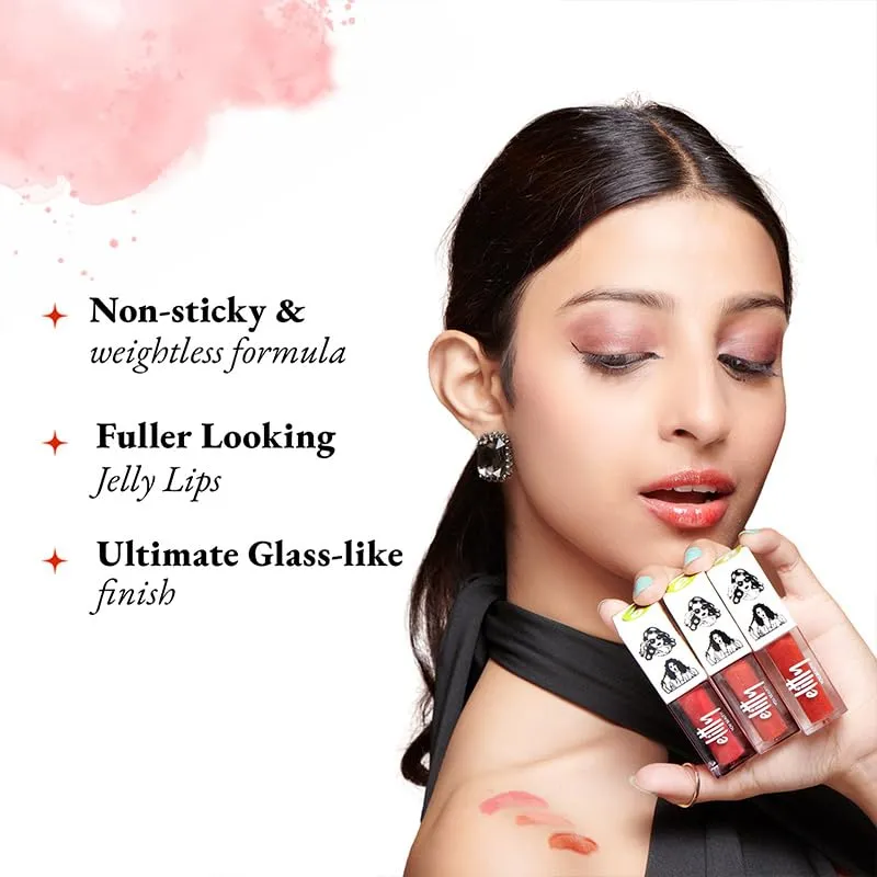 Elitty Jelly Lips - Lip Gloss- Infused with Witch Hazel, Jajoba Oil, & Vitamin E, High Shine, Long Lasting, Vegan & Cruelty Free - Junkie Combo