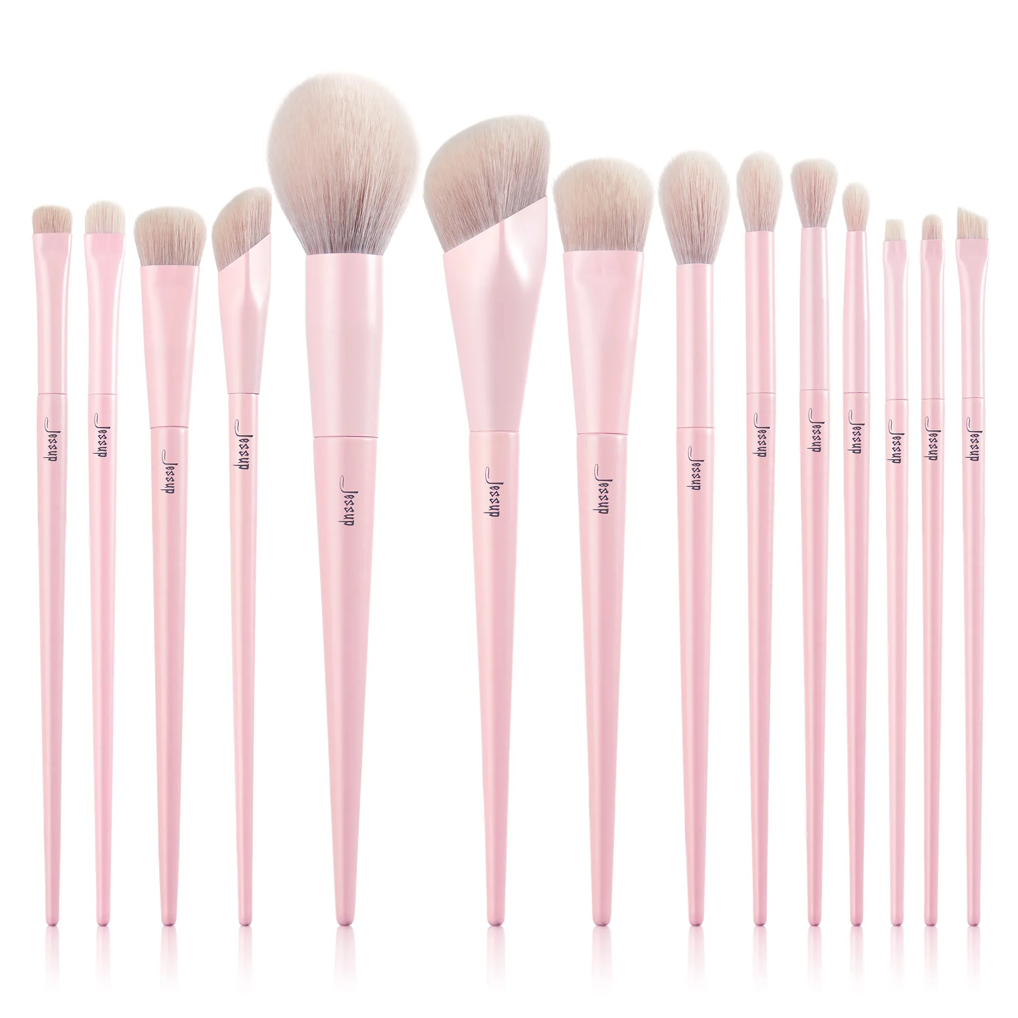 Jessup Crystal Pink Makeup Brushes Set Premium Vegan T495