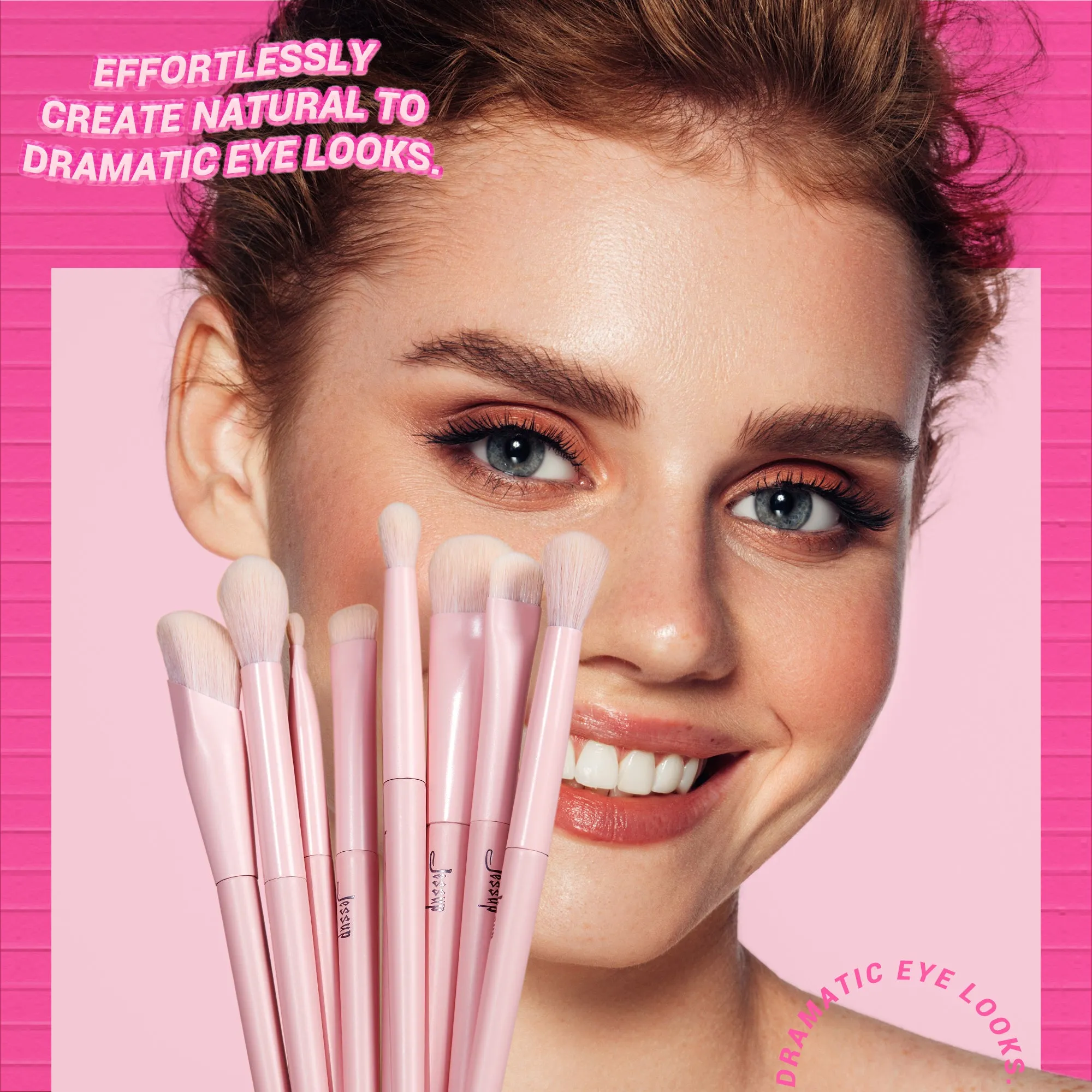 Jessup Crystal Pink Makeup Brushes Set Premium Vegan T495