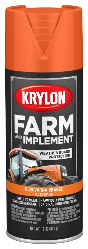 Krylon K01961777 Farm Equipment Spray, High-Gloss, Husqvarna Orange, 12 oz :CAN: QUANTITY: 6