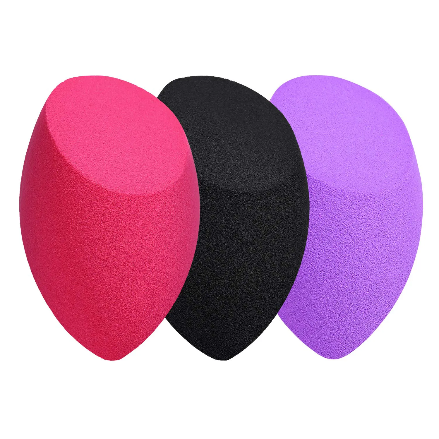 Makeup Sponges, Larbois 3-Pack Blender Beauty Foundation Blending Sponge, Professional Beauty Makeup Set for Dry & Wet Use (Oblique, Red Black Purple)