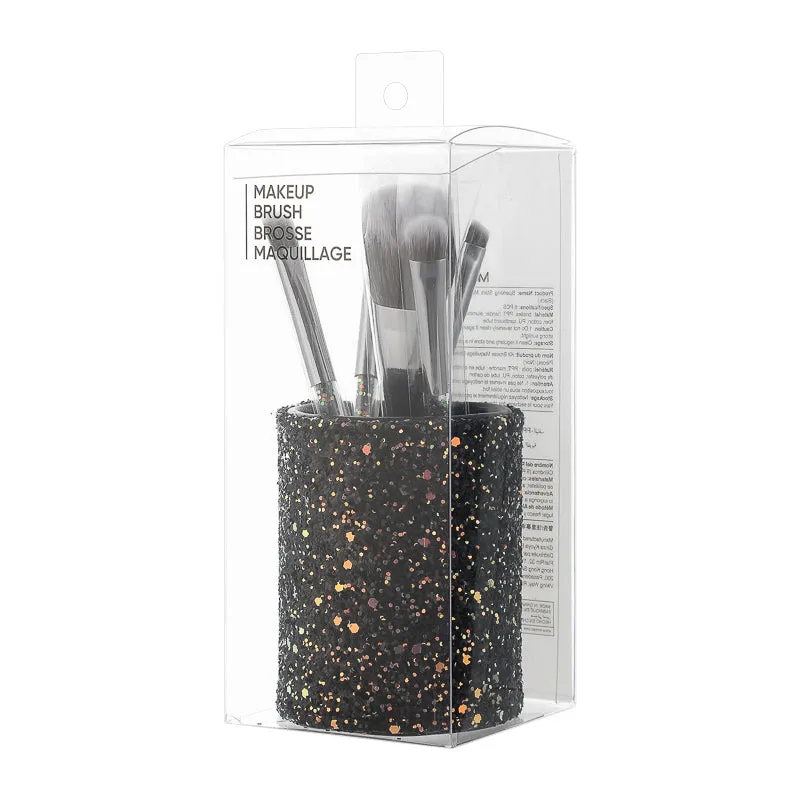 Sparkling Stars Makeup Brush Set in Cylinder Box(6pcs)(Black)