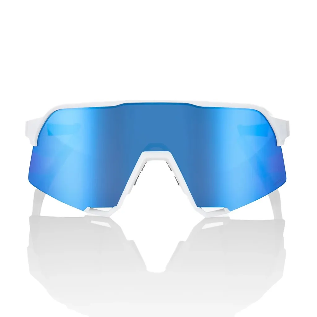 Sunglasses 100% S3 Matte White - HiPER Blue Multilayer Mirror Lens
