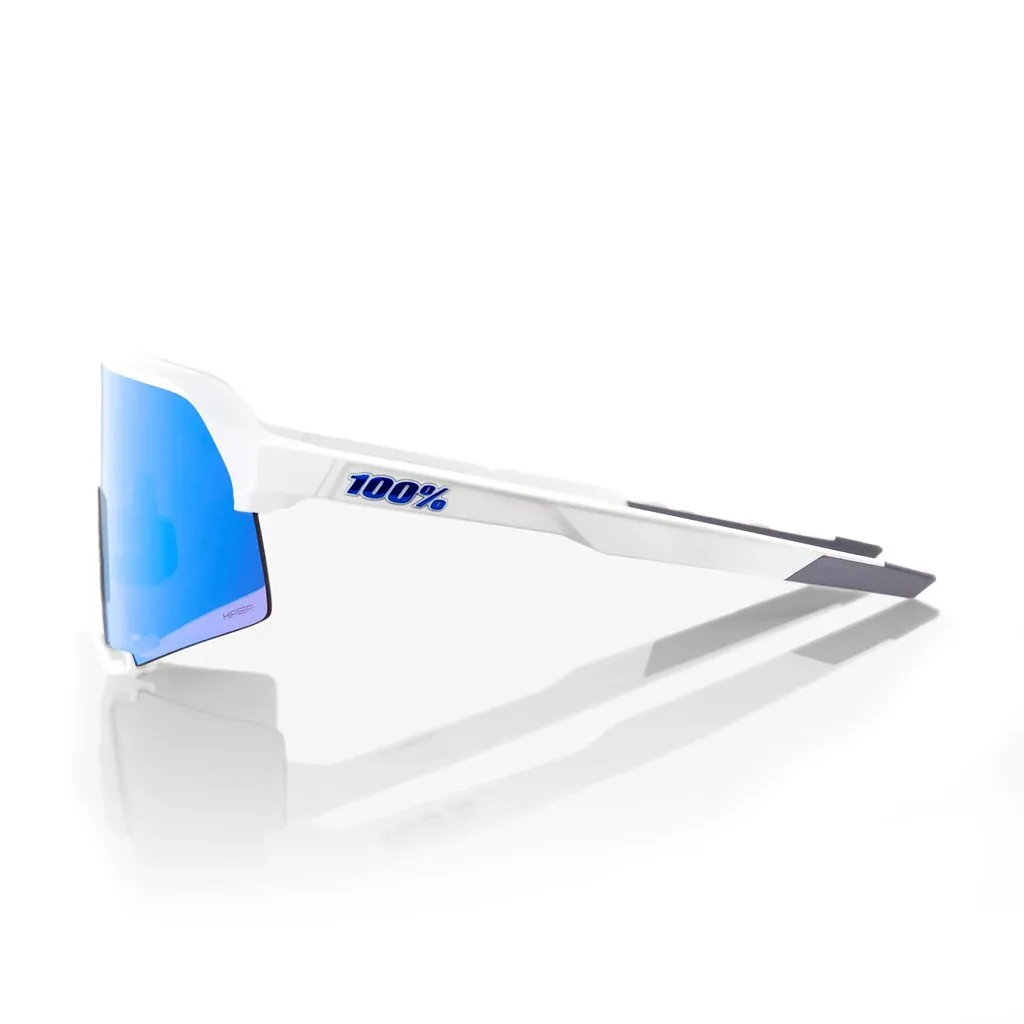 Sunglasses 100% S3 Matte White - HiPER Blue Multilayer Mirror Lens