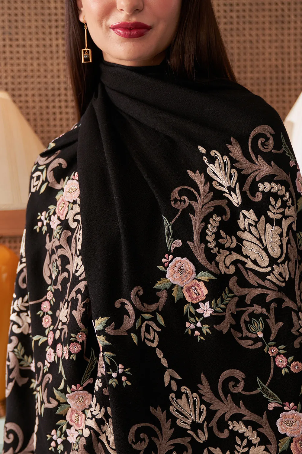 Victorian Love | Embroidered Wool Silk Stole