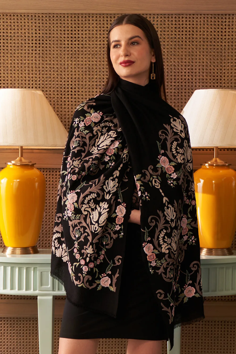 Victorian Love | Embroidered Wool Silk Stole