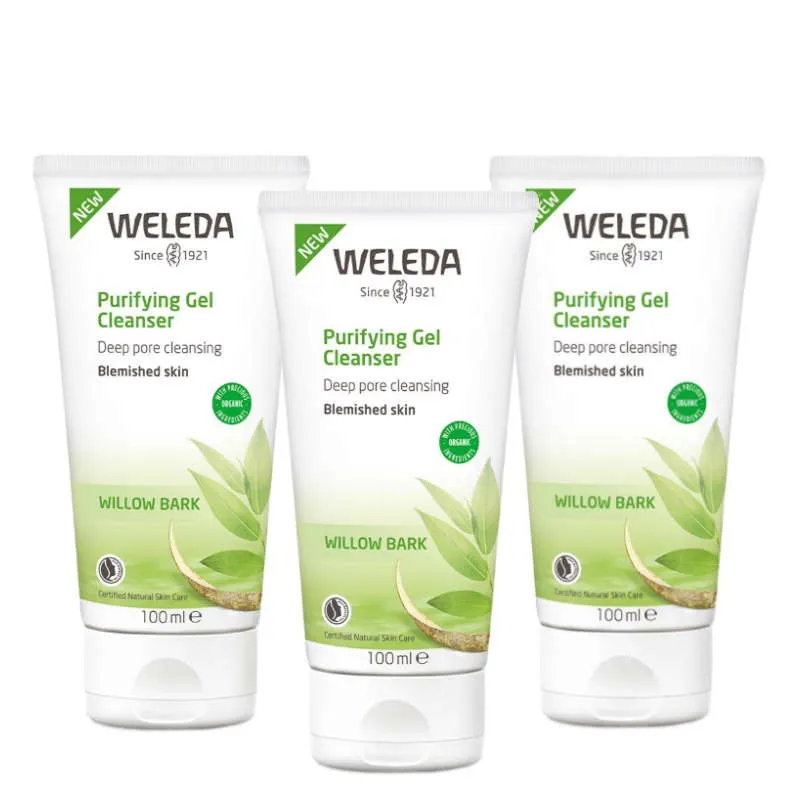 Weleda Blemished Skin Purifying Gel Cleanser 100ml (Bundle of 3)